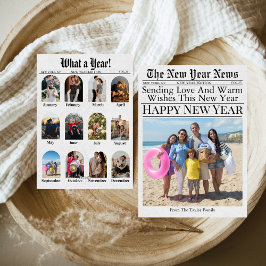 Tarjeta Festiva Diversión Única De Periódico Qué Año Nuevo 2025