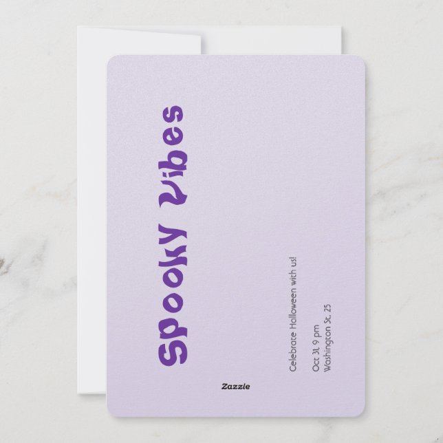 Tarjeta Festiva Diversión y brujería Purple Halloween Typography A (Reverso)