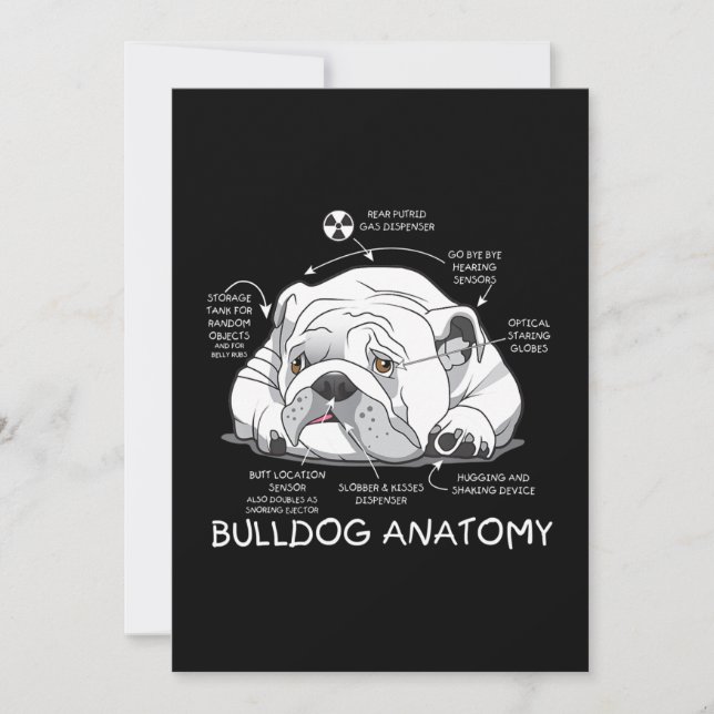 Tarjeta Festiva Divertida biología de perros de Bulldog inglés de  (Anverso)