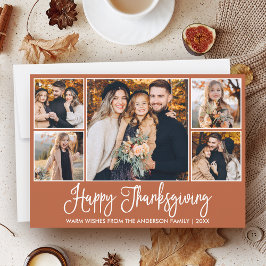 Tarjeta Festiva Divertida caligrafía Terracotta 5 fotos Día de Acc