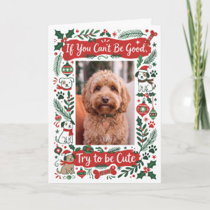 Tarjeta Festiva Divertida Foto de Perro Navideña Personalizada