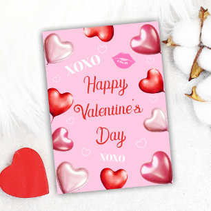 Tarjeta Festiva Divertida Rosa Girly Feliz Día de San Valentín