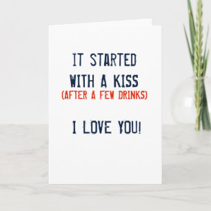 Tarjeta Festiva divertida valentina QUE EMPEZÓ CON UN BESO