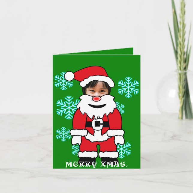 Tarjeta Festiva Divertidas navidades. Foto del personalizado Santa (Anverso)