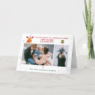 Tarjeta Festiva Divertido Adorable Rudolph 2 Fotos Minimalista Mod