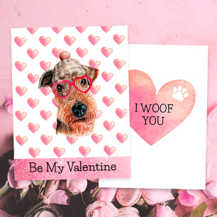 Tarjeta Festiva Divertido Airedale te quiero perro día de San Vale