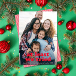 Tarjeta Festiva Divertido Al Menos Intentamos Que Los Navidades Tu<br><div class="desc">Esta divertida tarjeta de fotos de vacaciones muestra una foto vertical de marco completo (también conocida como foto de sangre completa) con el saludo "al menos lo intentamos" en rojo. Este diseño se adapta a una foto vertical. El color de saludo es personalizable - sólo tiene que hacer clic en...</div>