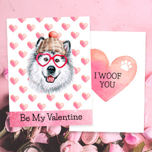 Tarjeta Festiva Divertido Alaskan Te Quiero Perro Día de San Valen