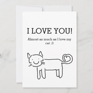 Tarjeta Festiva Divertido amo a mi gato día de San Valentín