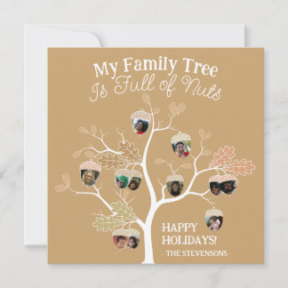 Tarjeta Festiva Divertido árbol de la familia de fotos neutra está
