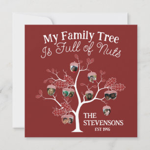 Tarjeta Festiva Divertido árbol de la familia roja de imágenes est