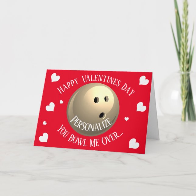 Tarjeta Festiva Divertido boliche que me tropieza con San Valentín (Anverso)