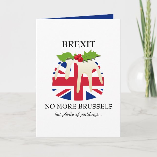 Tarjeta Festiva Divertido | BREXIT Bruselas | Navidades Pudding (Anverso)