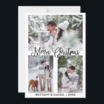 Tarjeta Festiva Divertido caligrafía 3 Navidades de parejas de fot<br><div class="desc">Moderna caligrafía de diversión guión Merry Christmas Couple Tarjeta de foto - 3 fotos</div>