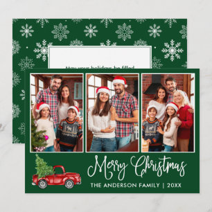 Tarjeta Festiva Divertido caligrafía 3 Navidades fotográficos Red 
