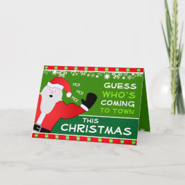 Tarjeta Festiva Divertido Cantando al Llegar a Casa con Santa