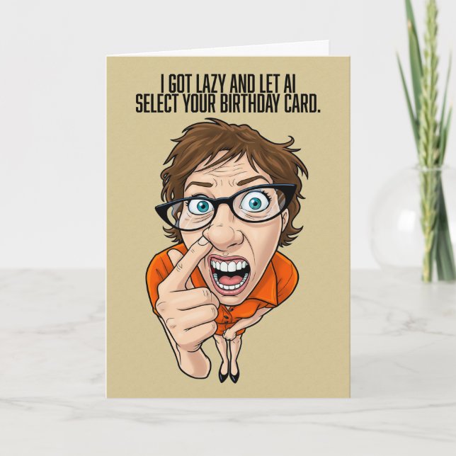 Tarjeta Festiva Divertido Cumpleaños IA Inteligencia Artificial (Anverso)
