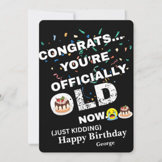 Tarjeta Festiva Divertido Cumpleaños Oficialmente Viejo - Estilo d