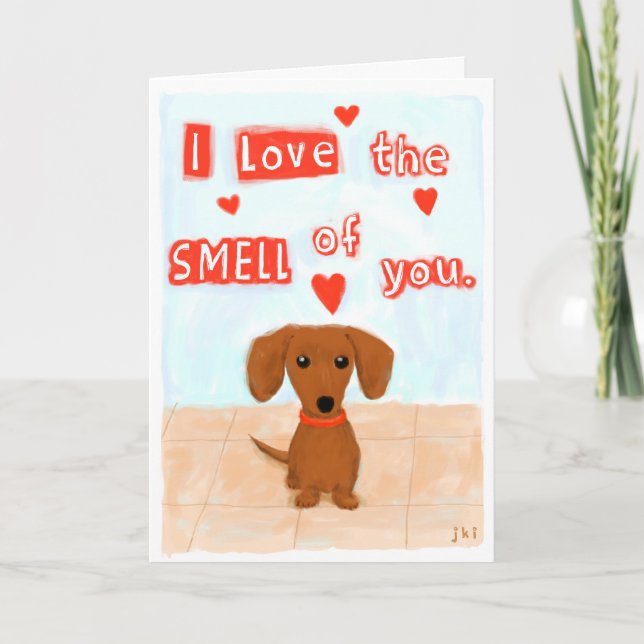 Tarjeta Festiva Divertido Dachshund Amor El día de San Valentín Co (Anverso)