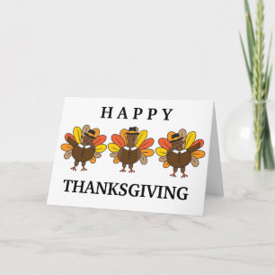 Tarjeta Festiva Divertido Día de Acción de Gracias para los pavos