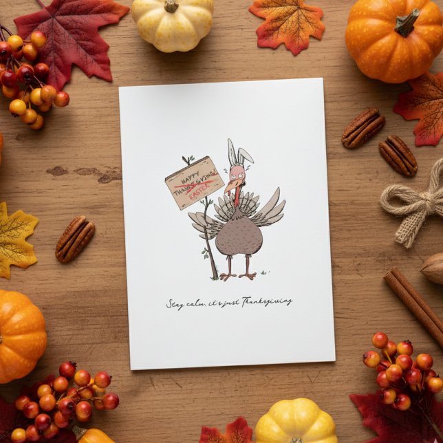 Tarjeta Festiva Divertido Día de Acción de Gracias Turquía (Funny Turkey Thanksgiving Card. Turkey Humor for Fall Celebrations. Rustic Hand Drawn Turkey Cartoon)