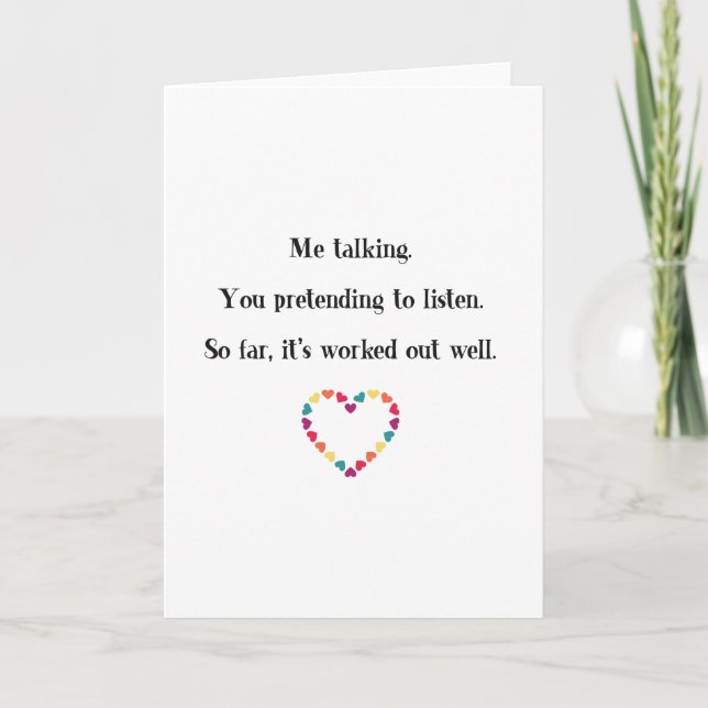 Tarjeta Festiva Divertido Día de San Valentín, Pretendiendo Escuch (Anverso)