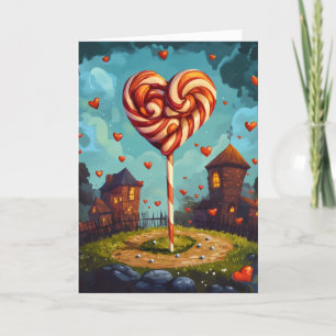 Tarjeta Festiva Divertido Día Dulce del Árbol Lollipop