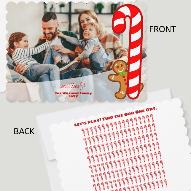 Tarjeta Festiva Divertido dulce XmaS Gingerbread-Candy Cane-Odd Un (Have fun with this special design!)