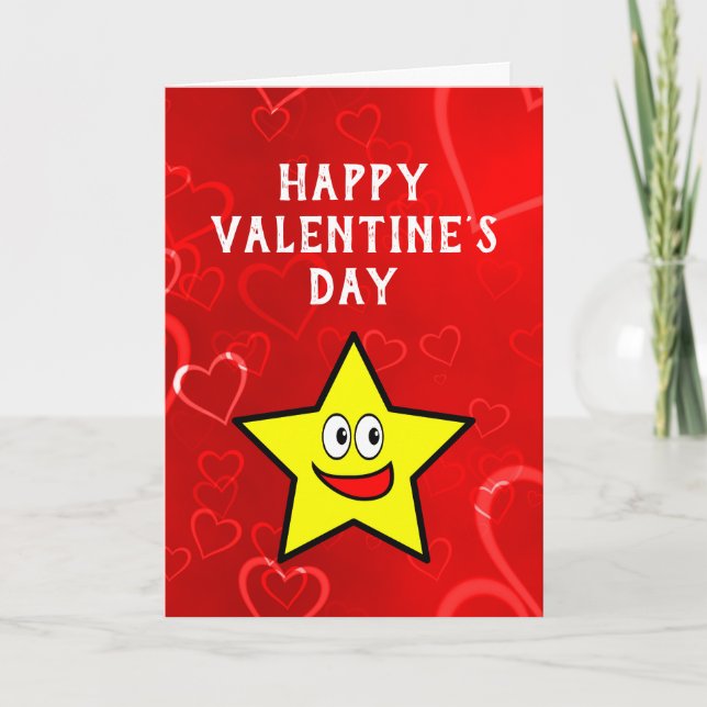 Tarjeta Festiva Divertido El día de San Valentín Corazones Estrell (Anverso)