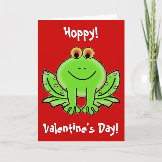 Tarjeta Festiva Divertido El día de San Valentín de amapola Frog P (Anverso)