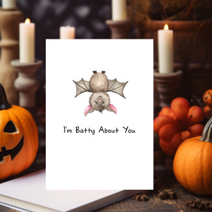 Tarjeta Festiva Divertido, estoy Loco Por Ti Calavera de Murciélag