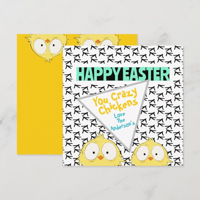 Tarjeta Festiva Divertido "Feliz Pascua, Chicas Locas" | Pascua (Anverso / Reverso)