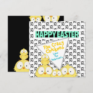 Tarjeta Festiva Divertido "Feliz Pascua", Chickens locos