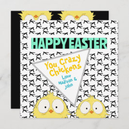 Tarjeta Festiva Divertido "Feliz Pascua, Chickens locos" | Pascua