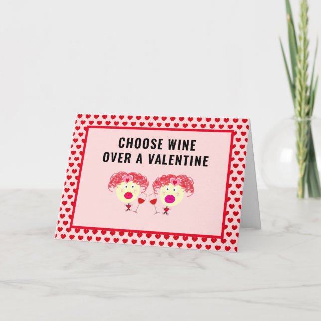 Tarjeta Festiva Divertido Galentines Day Mejor Amigo Wine Lover He (Anverso)