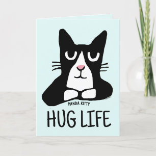 TARJETA FESTIVA DIVERTIDO GATO CUMPLEAÑOS HUG LIFE PANDA KITTY GRE