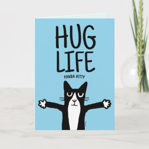 TARJETA FESTIVA DIVERTIDO GATO CUMPLEAÑOS HUG LIFE PANDA KITTY GRE