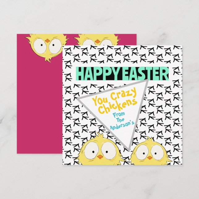 Tarjeta Festiva Divertido gracioso plato de "Feliz Pascua, Chicas  (Anverso / Reverso)