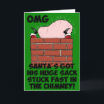 Tarjeta Festiva Divertido, grosero Santa<br><div class="desc">Graciosa y grosera tarjeta de Navidades de Santa para adultos que buscan graciosas y groseras tarjetas de Santa Navidades; especialmente si las graciosas tarjetas Santa se refieren al tamaño del saco de Santa.</div>