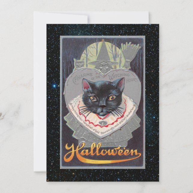 Tarjeta Festiva Divertido Halloween Vintage Editable (Anverso)