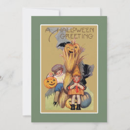 Tarjeta Festiva Divertido Halloween Vintage Editable