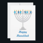 Tarjeta Festiva Divertido Hanukkah menorah y velas<br><div class="desc">Divertido ilustracion Hanukkah,  personajes de velas cortas sentados en la menorah Hanukkah</div>