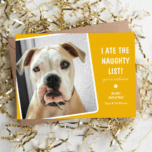 Tarjeta Festiva Divertido "Me comí la Lista Traviesa" Perrito Ador