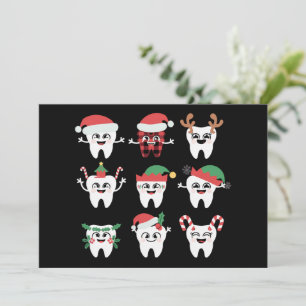 Tarjeta Festiva Divertido odontólogo navideño dientes lindos Xmas