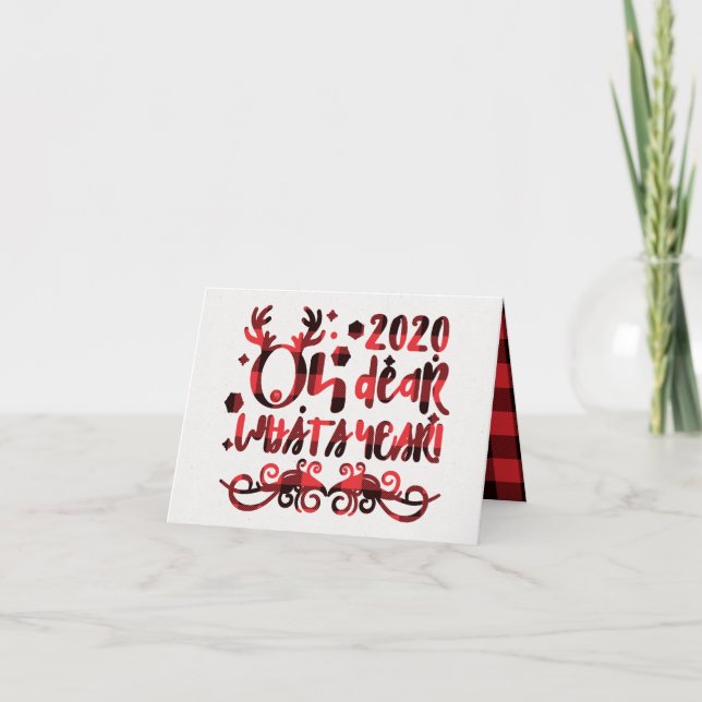 Tarjeta Festiva Divertido Oh ciervo qué año le dio a los Navidades (Anverso)