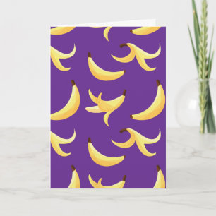Tarjeta Festiva Divertido patrón de plátano amarillo retro editabl