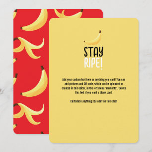 Tarjeta Festiva Divertido patrón de plátano amarillo retro editabl