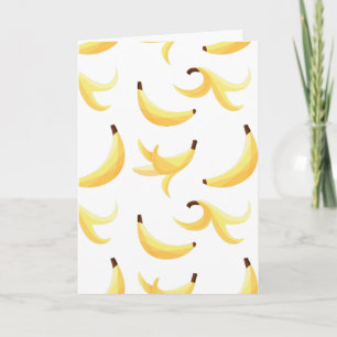 Tarjeta Festiva Divertido patrón de plátano amarillo retro editabl