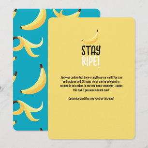 Tarjeta Festiva Divertido patrón de plátano amarillo retro editabl