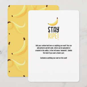 Tarjeta Festiva Divertido patrón de plátano amarillo retro editabl